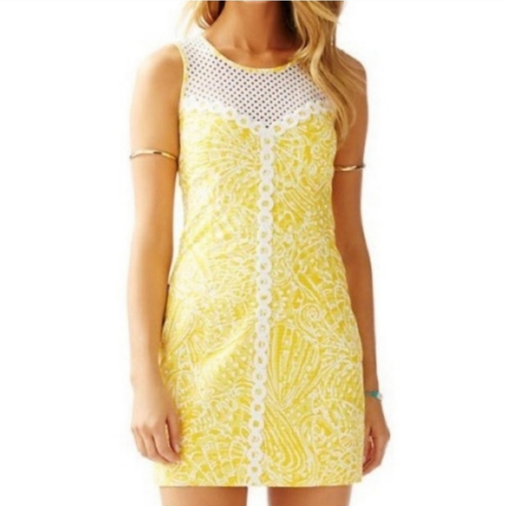 NWOT Lilly Pulitzer Yellow and White Macfarlane Shift Dress